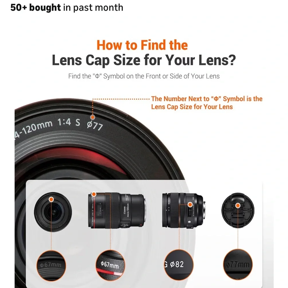 ❌JJC 52mm Lens Cap with Strap NWT!